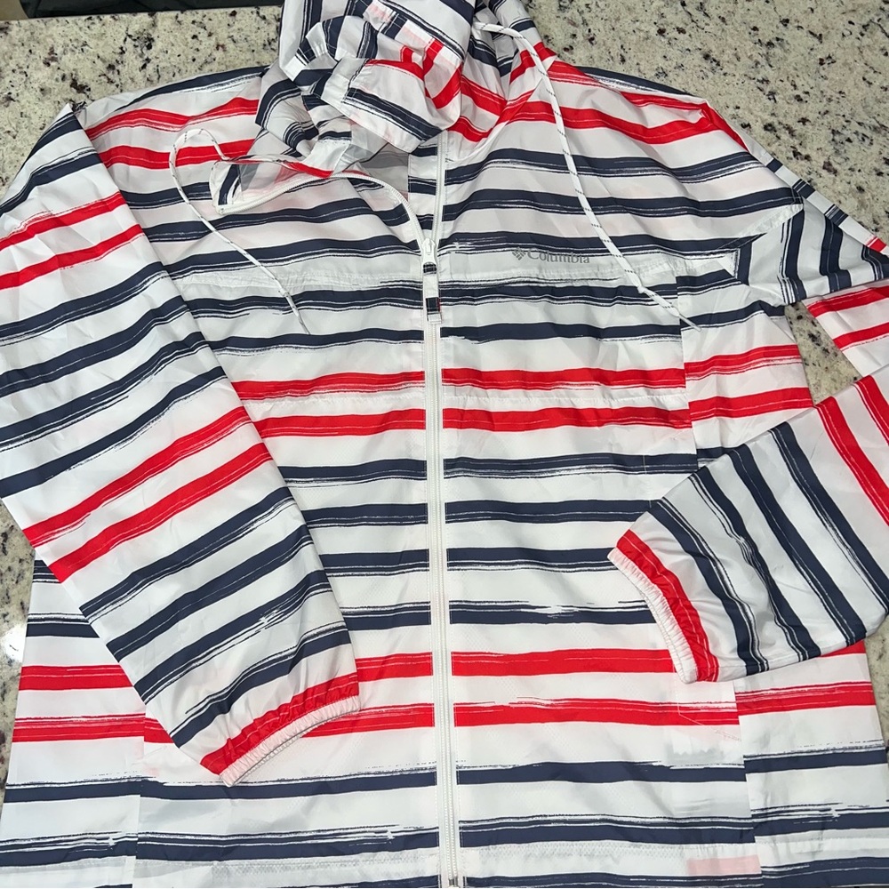 Columbia Striped Windbreaker Jacket size large